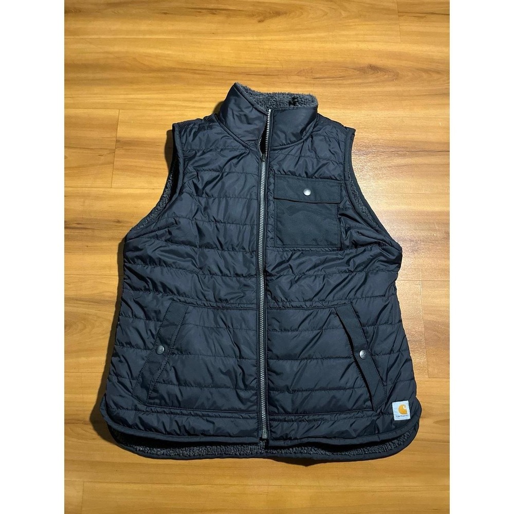 Womens Carhartt Amoret Reversible Black Sherpa Full Zip Vest